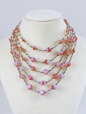 Vintage 1950s Czech Glass Five Strand Necklace